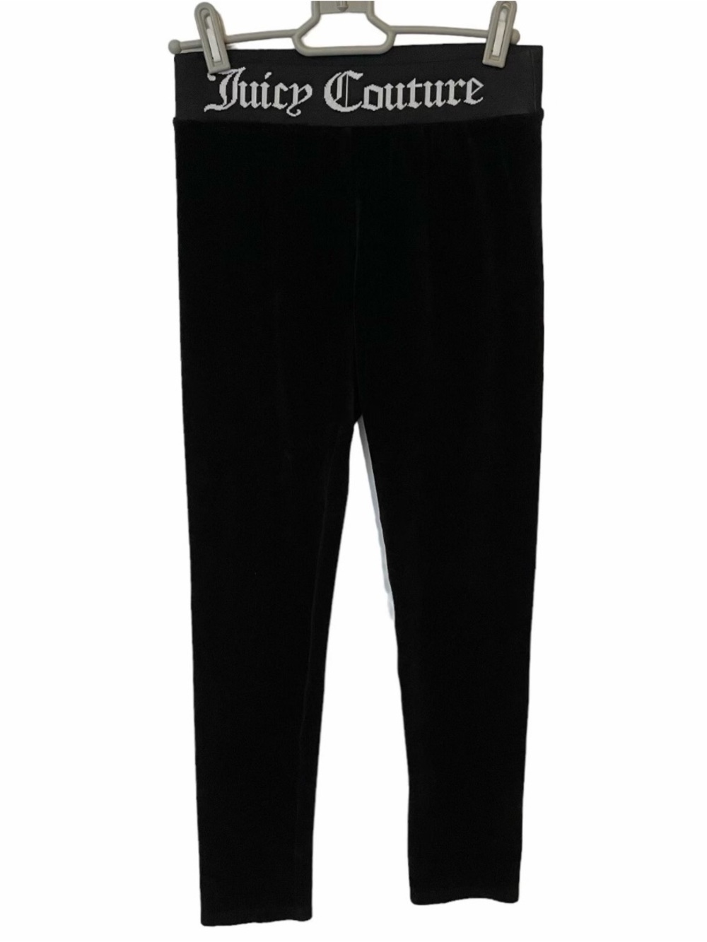 Juicy Couture Black Label Velour Leggings Size 12 Black Logo Waistband